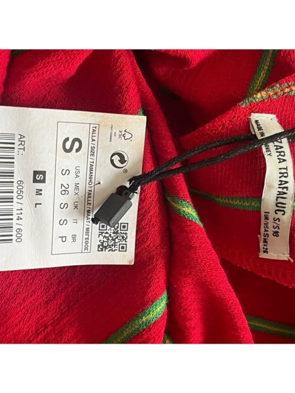 NWT ZARA Red Kaftan Midi Dress Size Small - Picture 6 of 6